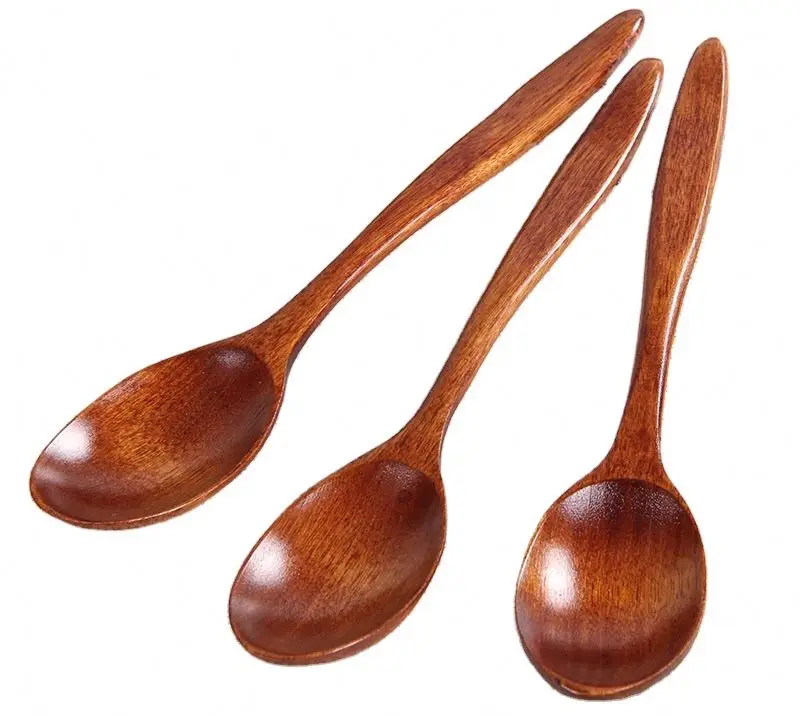 Japanese bend spoon soup honey spoon 18cm wave wooden spoon wholesale