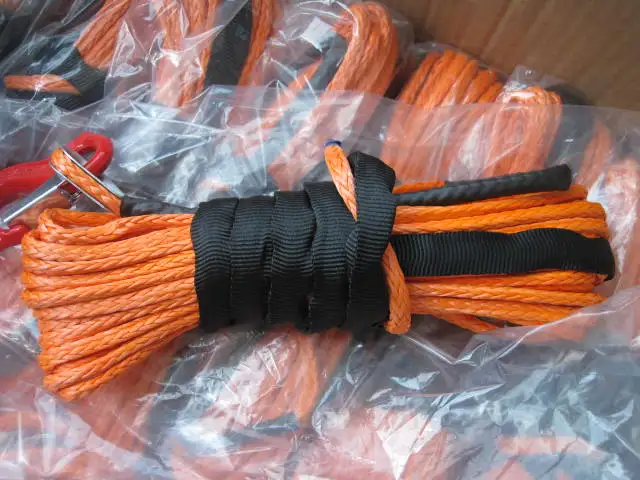 Winch rope for ATV/UTV & Accessories with hook, lug, protective sleeve Synthetic/Nylon/Polyester/polypropylene fiber/UHMWPE