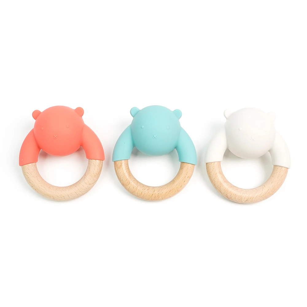 Factory Price 100% Food Grade Silicone Baby Rattle Silicone Baby Teether Two in One Silicone Baby Teether
