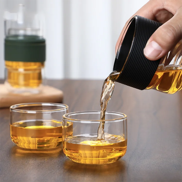 Heat Resistant Portable Travel Glass Tea Set Borosilicate Glass Cup