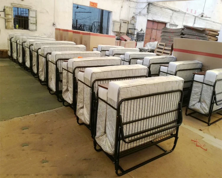 Hotel simple single double portable folding bed china folded bed modern with mattress