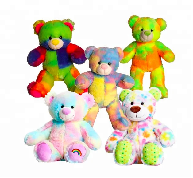Plush colorful bear big teddy bear doll soft stuffed rainbow bear toys