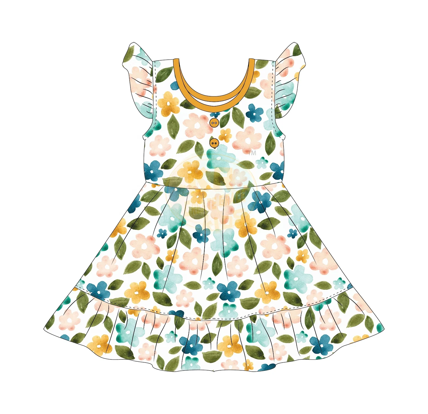 Summer Cute Toddler Girl Dress Floral Printing Girls A-line Dresses Baby Girl Knee-length Dresses For Children