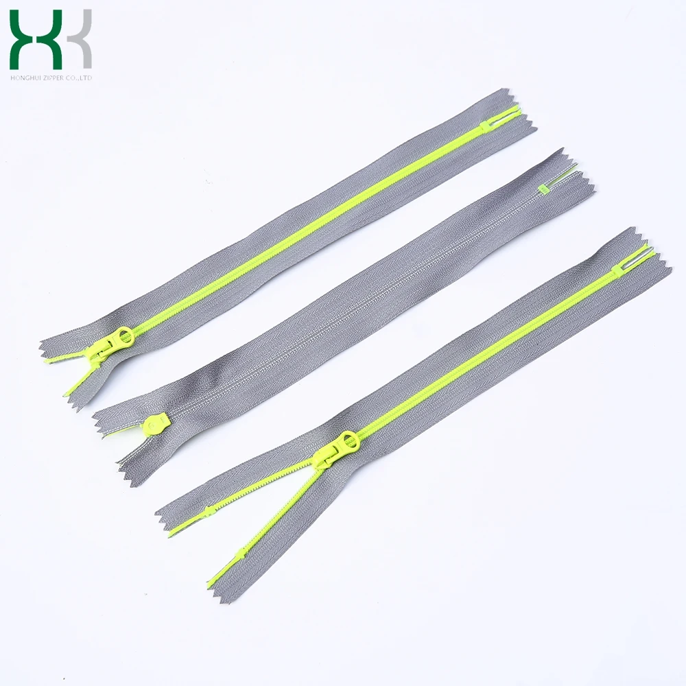 Custom Color size plastic stoppers auto lock slider close end nylon zipper polyester nylon zippers for kids clothing