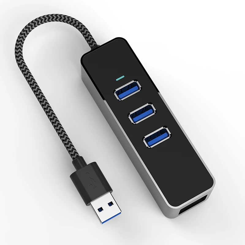 USB 3.0 to Ethernet Adapter 3 Port USB 3.0 Hub with RJ45 1000 Gigabit Ethernet Adapter Support Windows