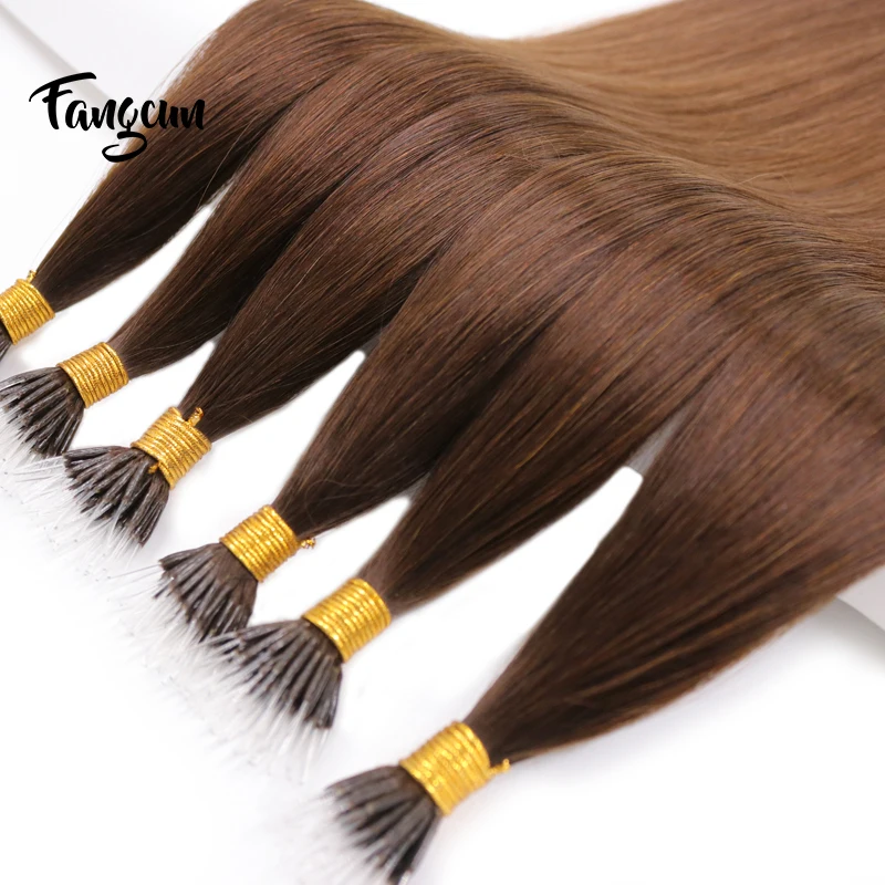 Most Popular Colors  Real Russian Cheap Unprocessed Sample Order Available Virgin Silk Soft Plastic Nano Ring Hair Extension