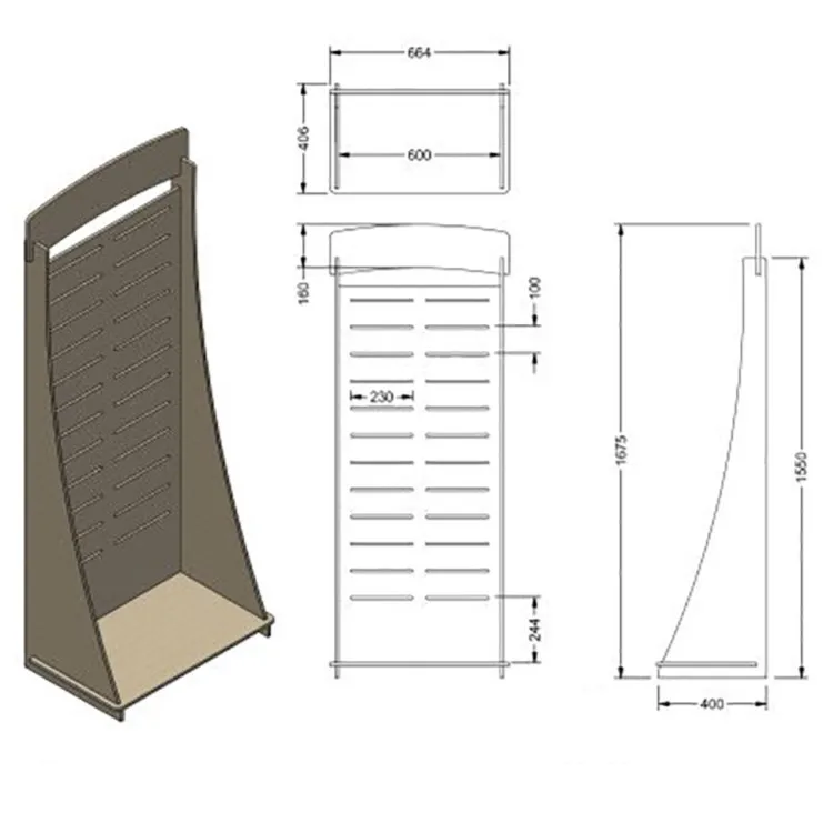 Portable wood pegboard display stand Rack gondola Slatwall displays Shelves metal slatwall display