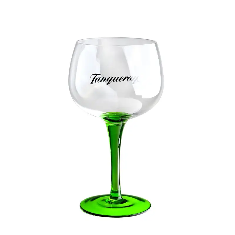 Green Stem green Bottom Lead Free Crystal Branded Gin Tonic Balloon Glasses