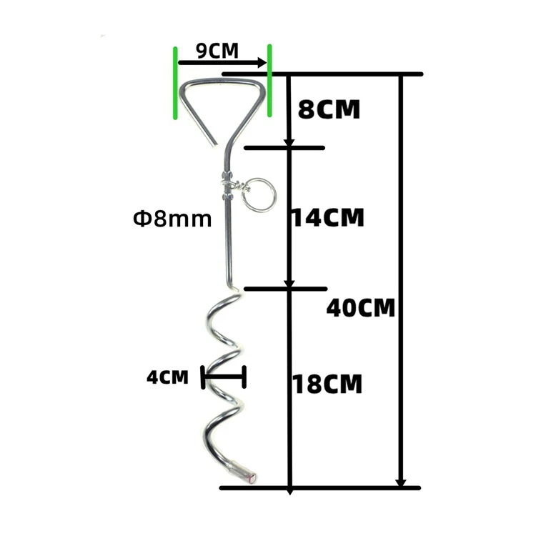 Leeao double-headed hook steel wire dog leash leash supporting pets with ground nails fixed pile dog pile dogs anchoring