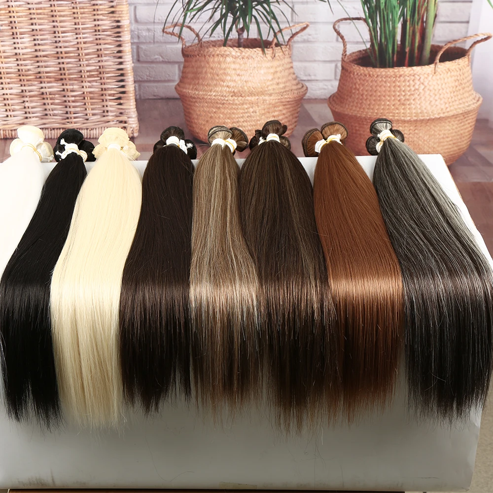 synthetic hair extensions Hot sale premium fiber 12 to 36 inches heat resistant ombre blonde weave bone straight hair bundles