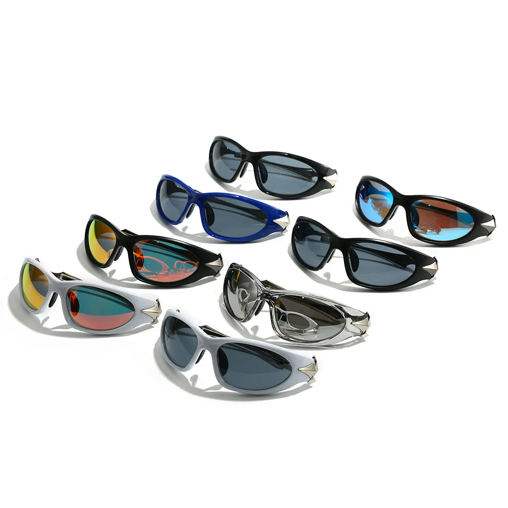 Hot Cyberpunk ins y2k shades uv400 classic high quality metal luxury sunglasses men 2024 fashion lentes de sol custom