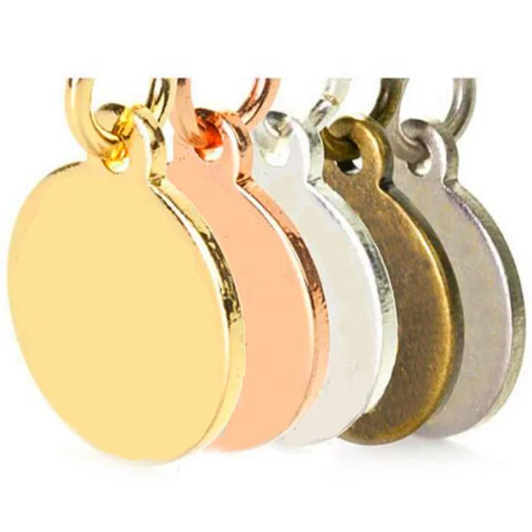 Jewelry Tag with Logo Engraved on Round Disc rose gold coin Tags custom for unisex