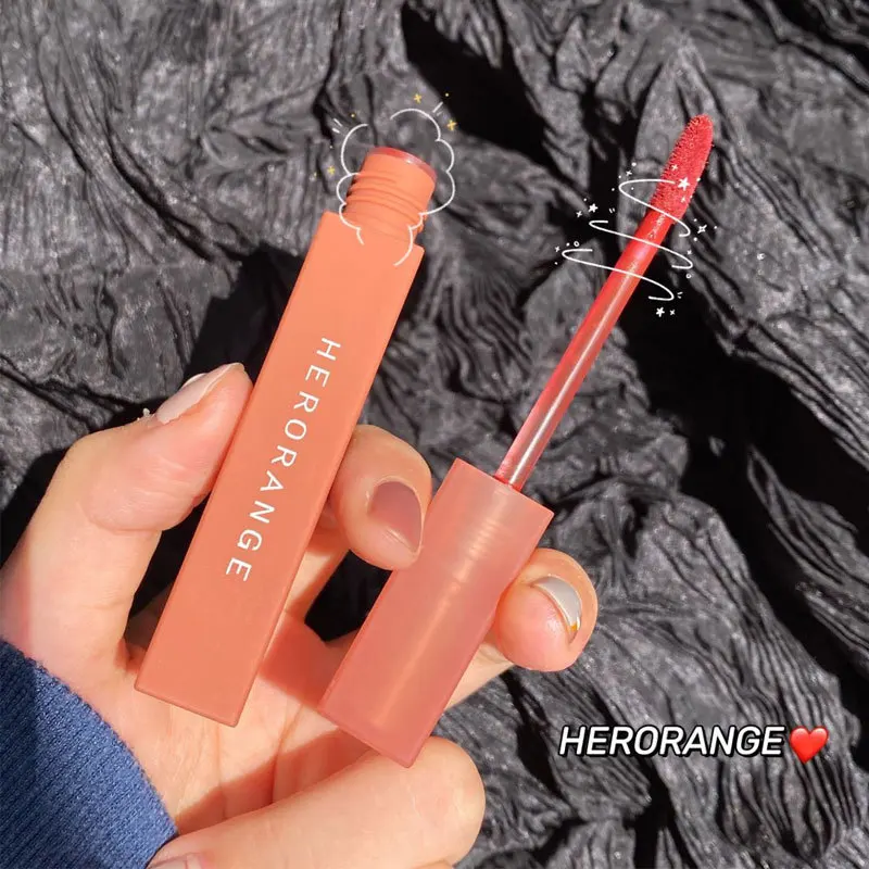  HERORANGE водостойкая жидкая губная помада oem make up 6 оттенков с милой упаковкой минеральная MSDS