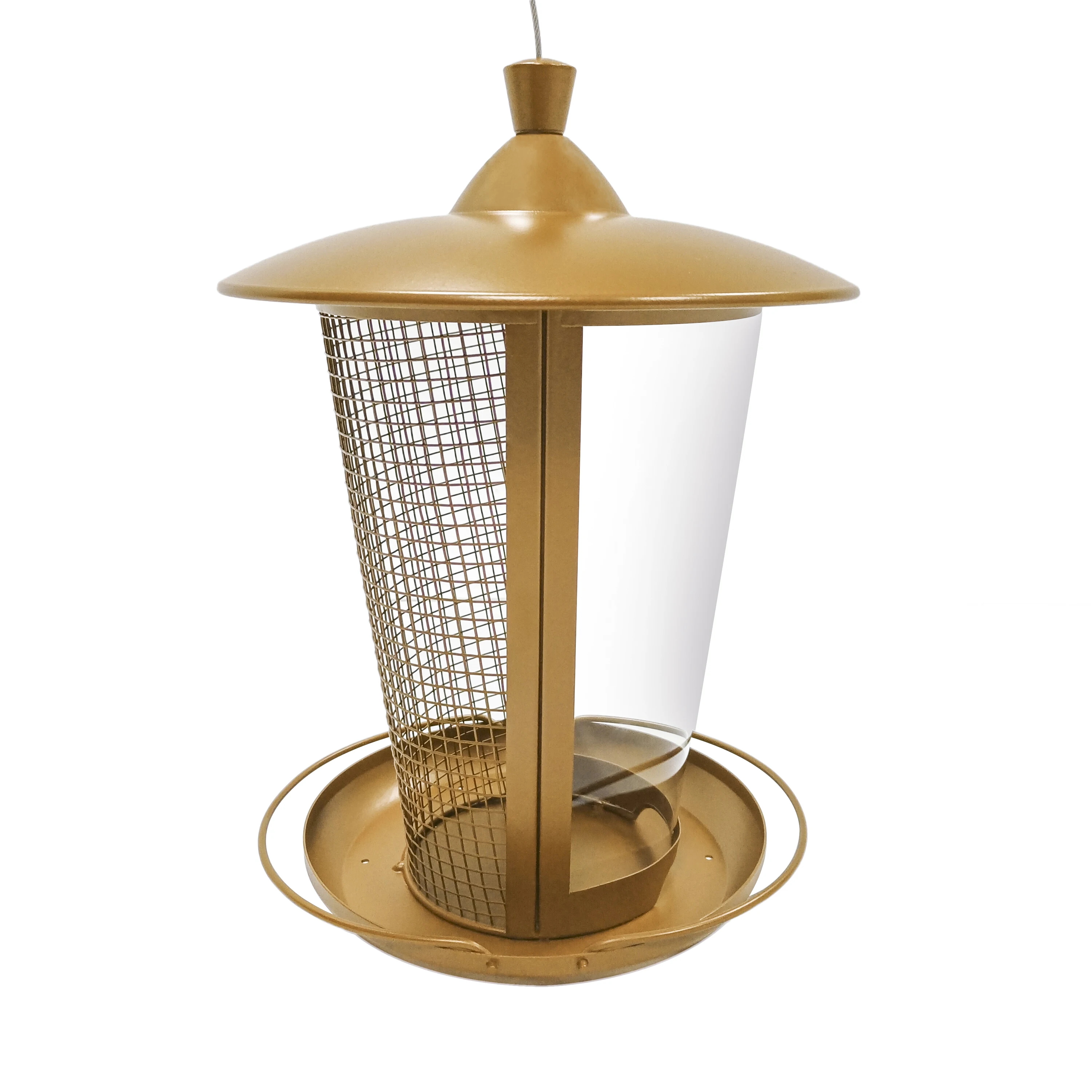  Factory Direct 2 In 1 High Capacity Metal Mesh Plastic Tube Wild Hopper Bird Feeder Outdoor Garden Backyard