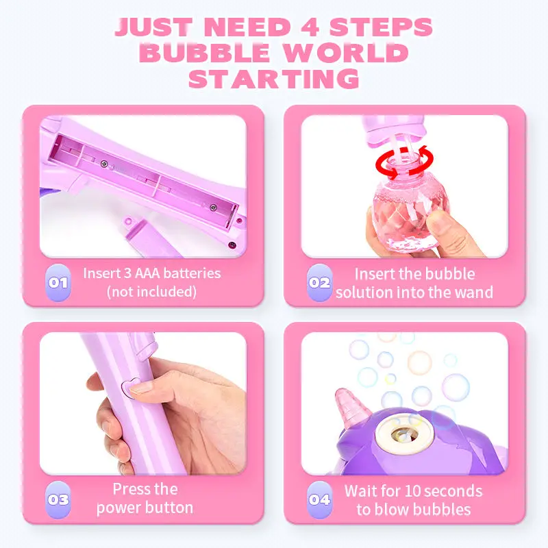 Unicorn Bubble Blower Stick Children Party Soap Water Bubble Wand Stick Machine Bubble Gun For girls and boys