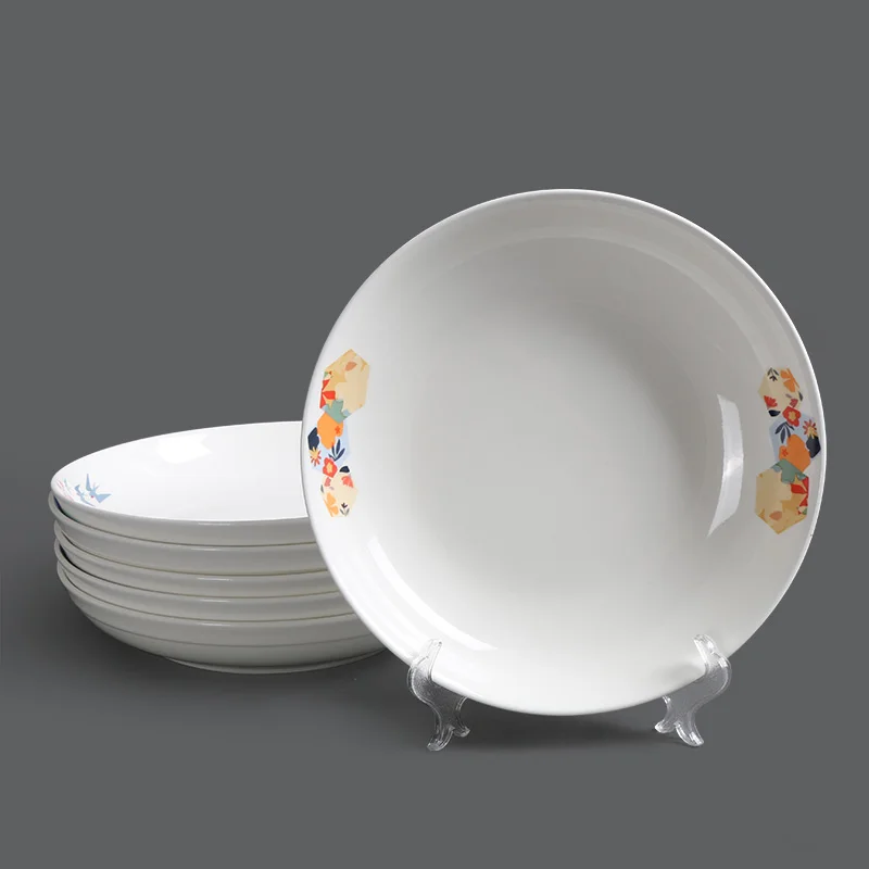 Clear Style Print Shape Accept Custom Size Tableware Ceramic Round Deep Dish Soup Plate