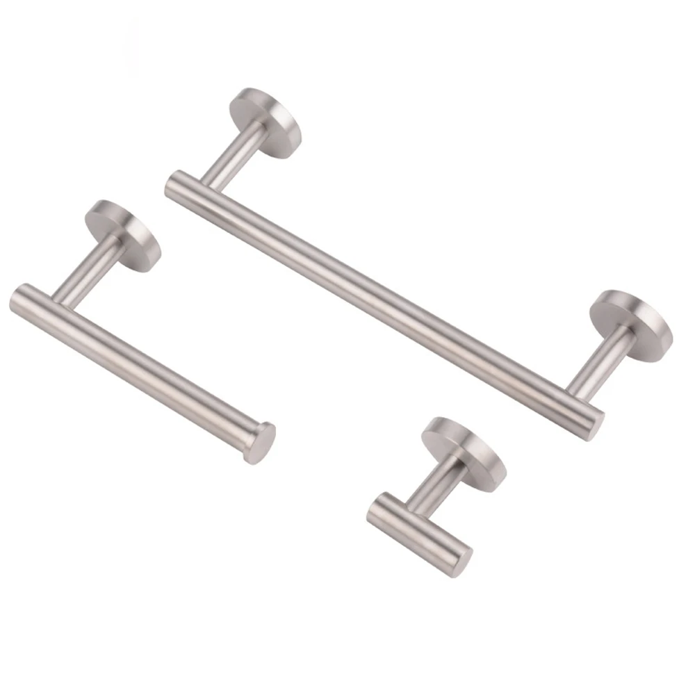 
Brushed Stainless Steel Bathroom Accessories Kit Towel Bar Toilet Paper Holder Robe Hook 3 Piece Bathroom Hardware Set 