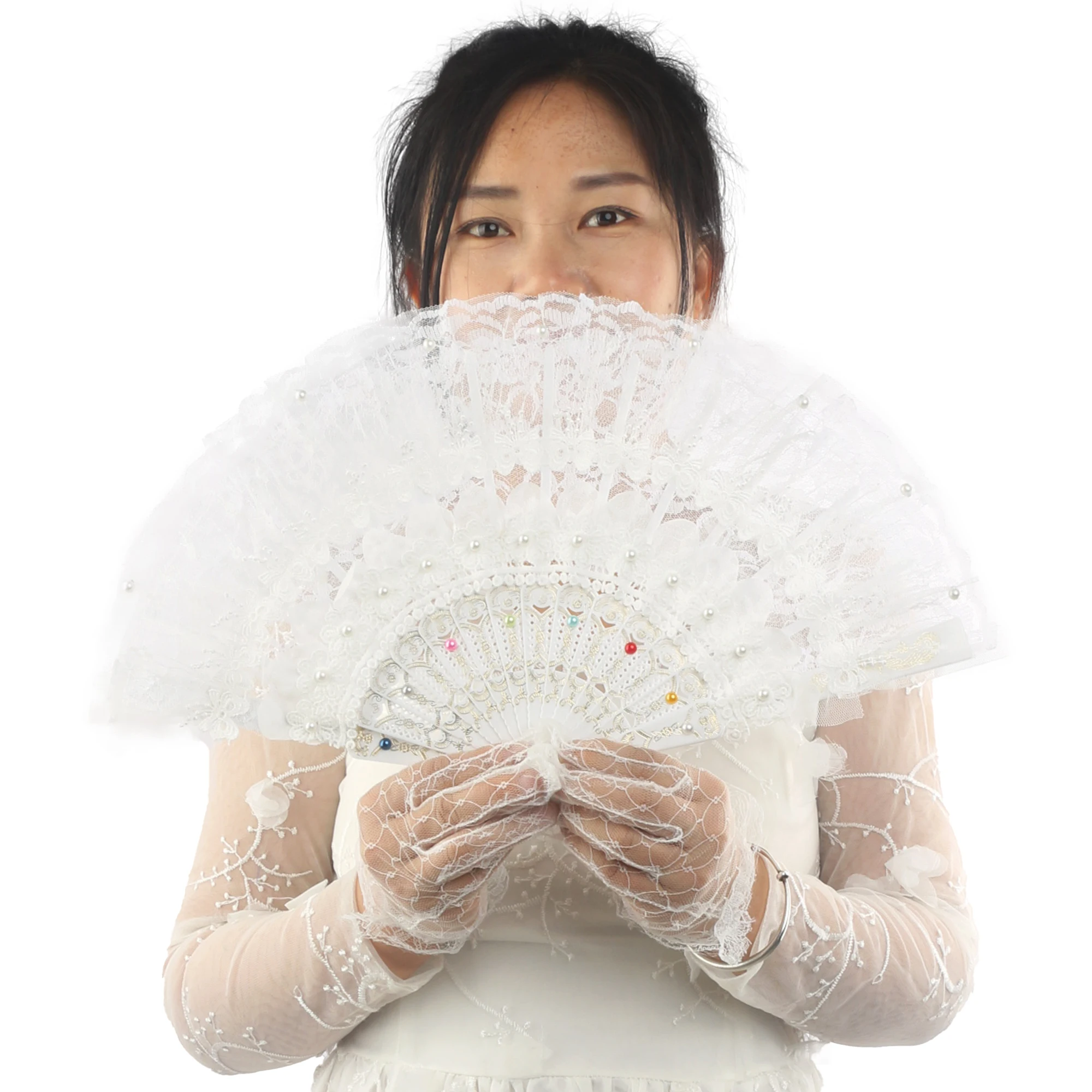 Wedding Ceremony Bridal Accessory Wedding Dress Lace Fan White Spanish Fan