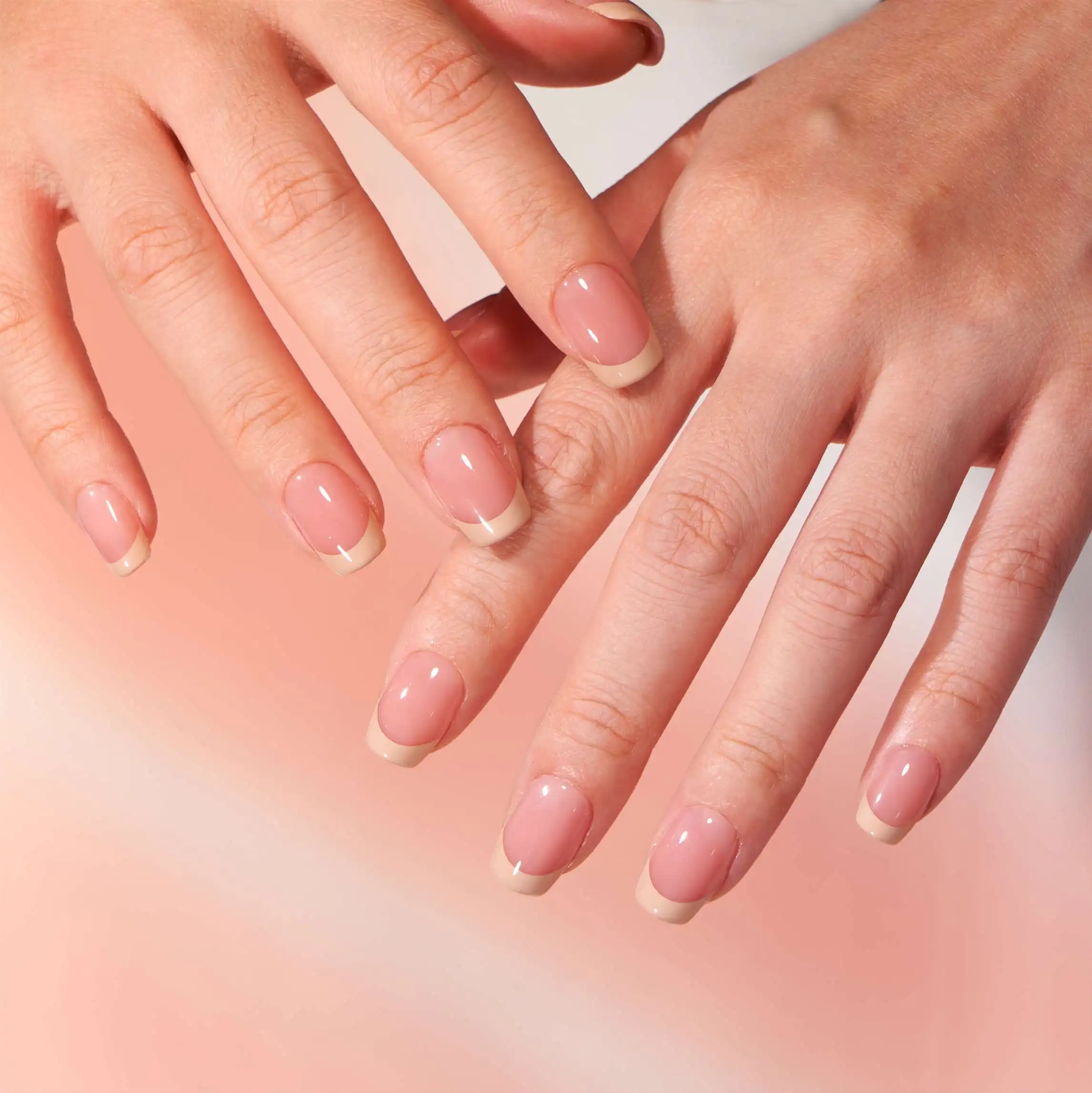 Btartbox Высокое качество 24 шт. розового светло-бежевого цвета накладные ногти квадратные Ложные нажмите на лак для ногтей Французский Нейл Арта