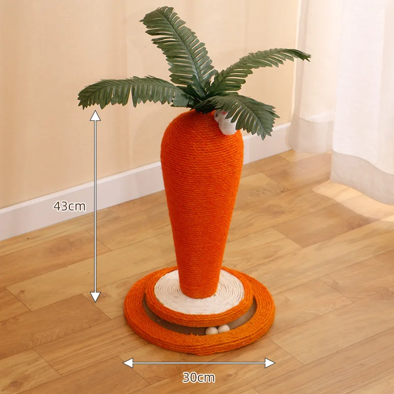 Indoor Sisal Scratch Board for cats 2 in 1 Interactive Toy with Ball Track Scratcher Toys Carrot-like Cat Scratching Board