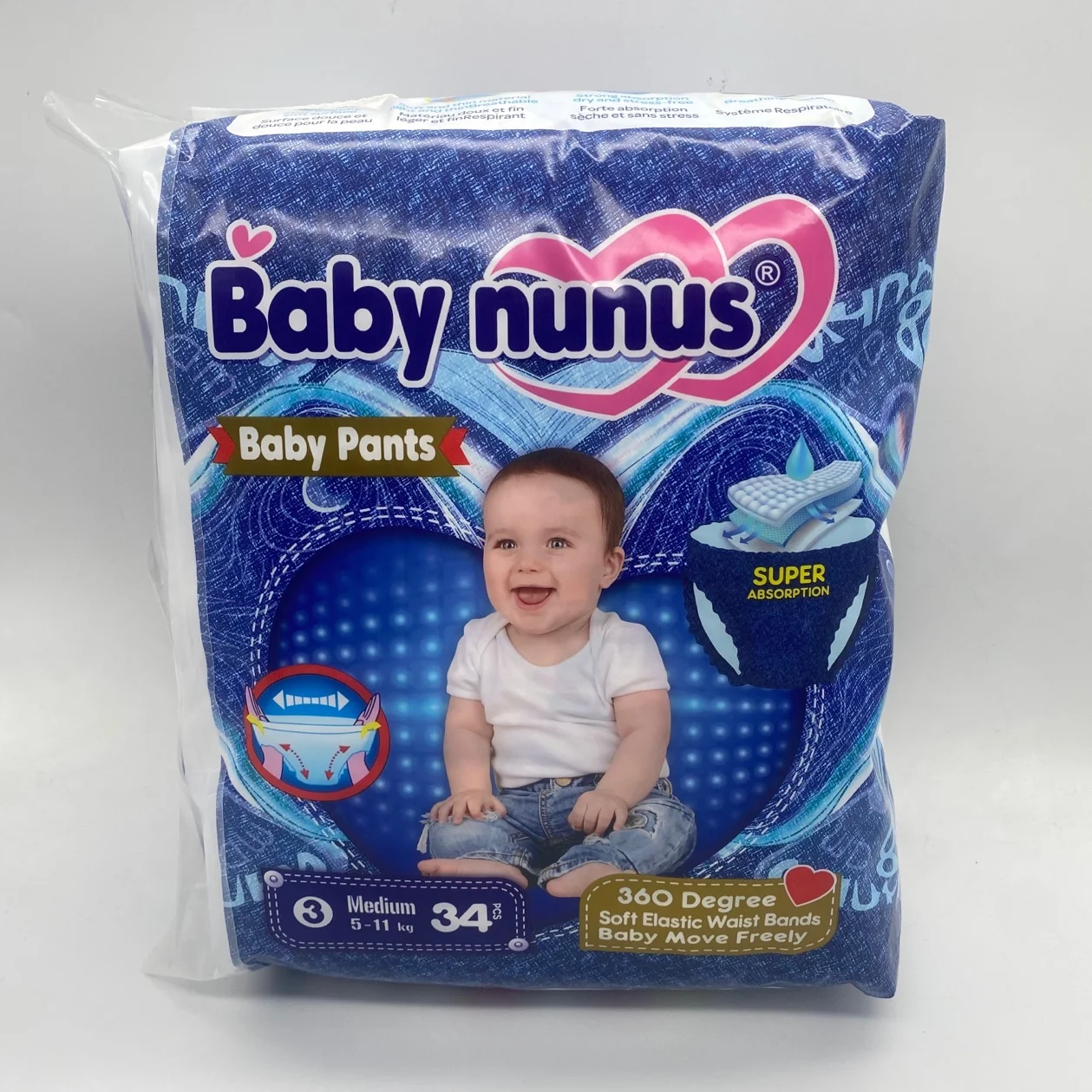 Factory Directly Sale Super Absorbency Baby Diaper Bulk Disposable Soft Baby Diapers Pull Up Pants