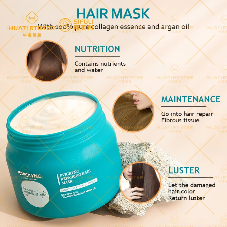 Huati Sifuli PVICKYNC 500ml Natural organic biotin collagen Shampoo and Conditioner smooth mask repair serum Set