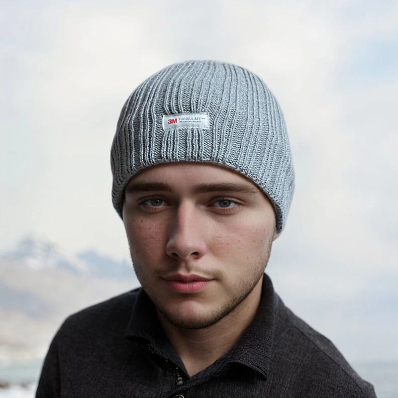 Custom Thermal Fleece Lined Short Thick Beanie Hat Winter Knit Caps Toque for Men Warm Sports Hats Woven Label Autumn Wholesale