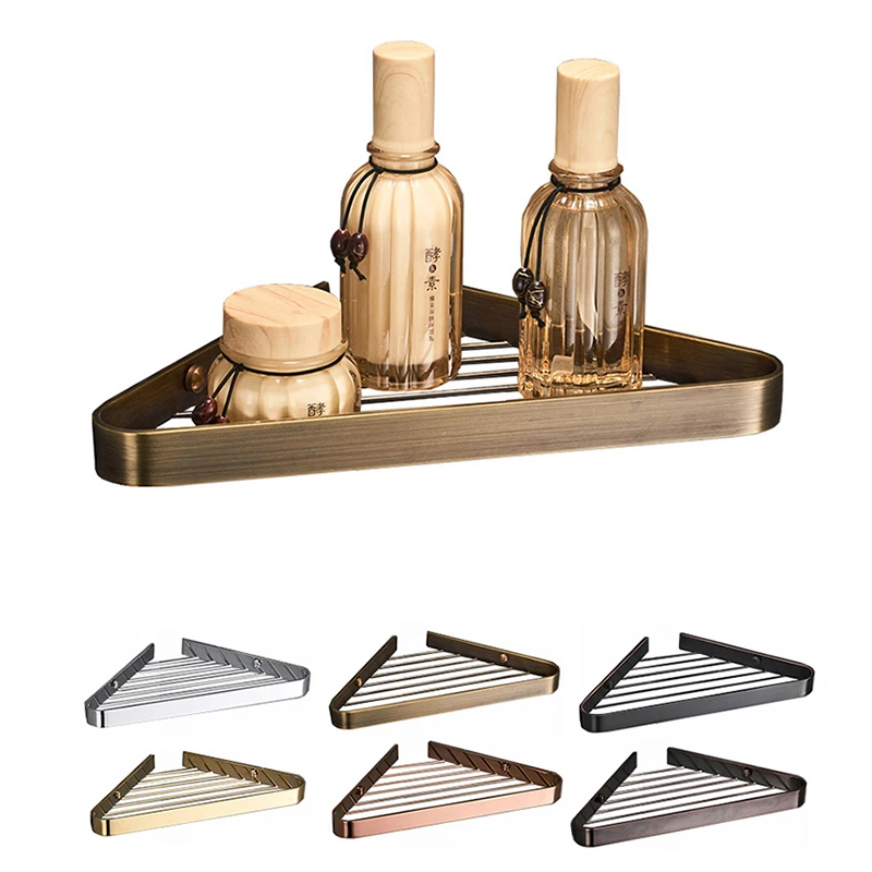 Wall Mount Brass Wire Shower Shelf Bath Corner Shelf Hanging Triangle Shower Rack