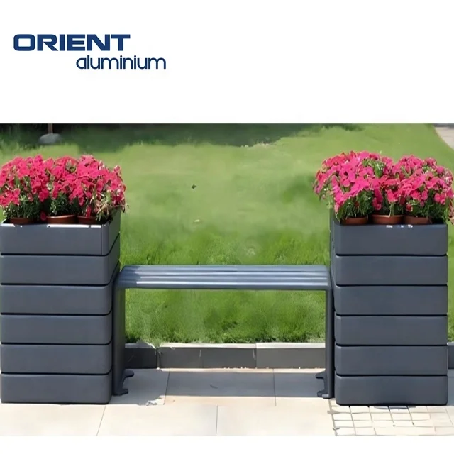 Outdoor Decoration Customized Diy Large Rectangular Garden Flower Pot Concrete Block Wall Aluminium Planter