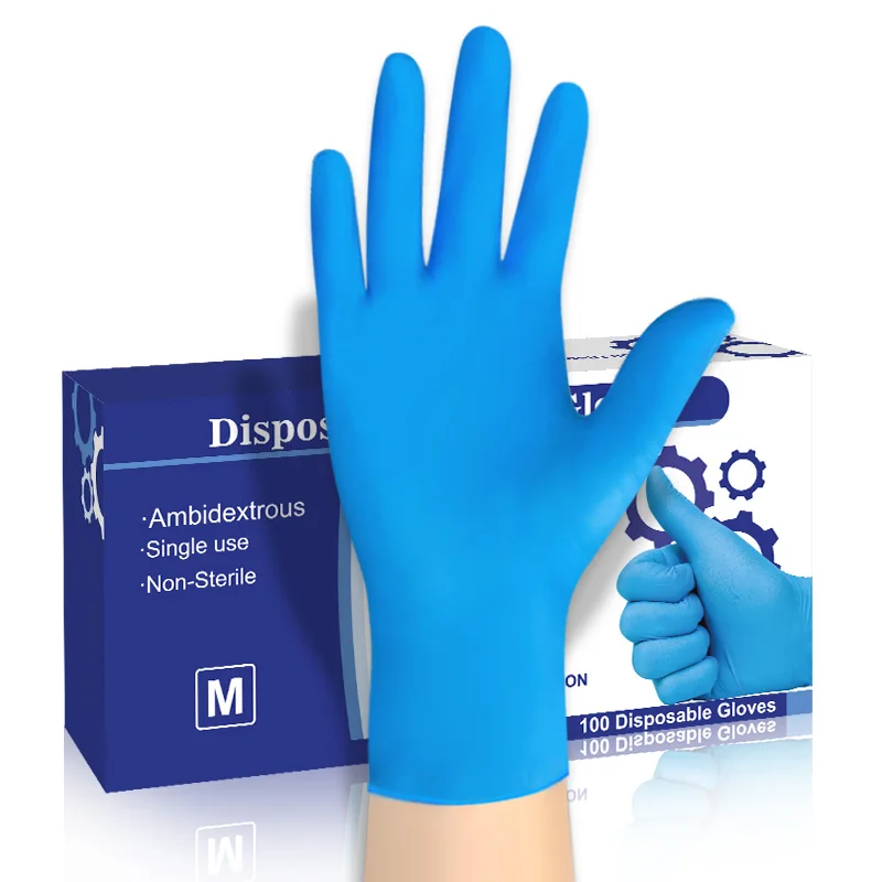 OEM Blue Color Examination Powder Free Disposable Nitrile Glove