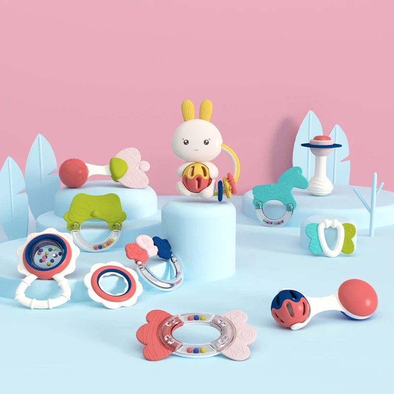 Alilo EN71 Animal Cartoon Customized Food Grade Sensory Rattle Toys BPA Free Baby Silicone Teether