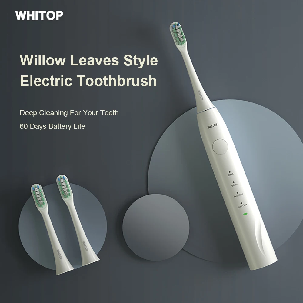 WHITOP Ultrasonic Automatic 4 Mode Powerful USB Rechargeable Electronic Electrical Sonic Electric Toothbrush