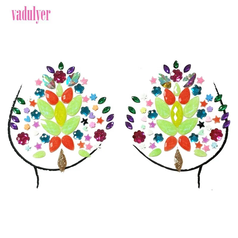 Vadulyer Sexy Rhinestone Pasties Nipple Covers Breasts Self Adhesive Reusable Body Stickers