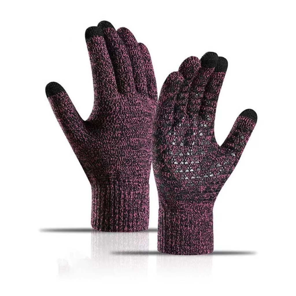 2024 New style unisex Anti Slip Cashmere Knitted Gloves Winter Warm Touch Screen Gloves Pvc Dots Non-Slip Gloves