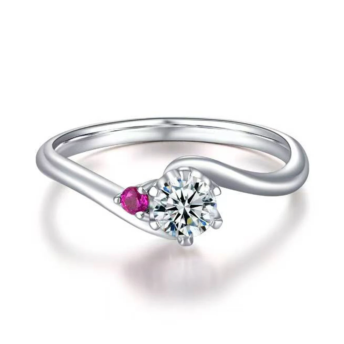 Fine Jewelry Fancy Design Gemstone Diamond Ring 18K White Gold Diamond And Ruby Valentine Ring For women