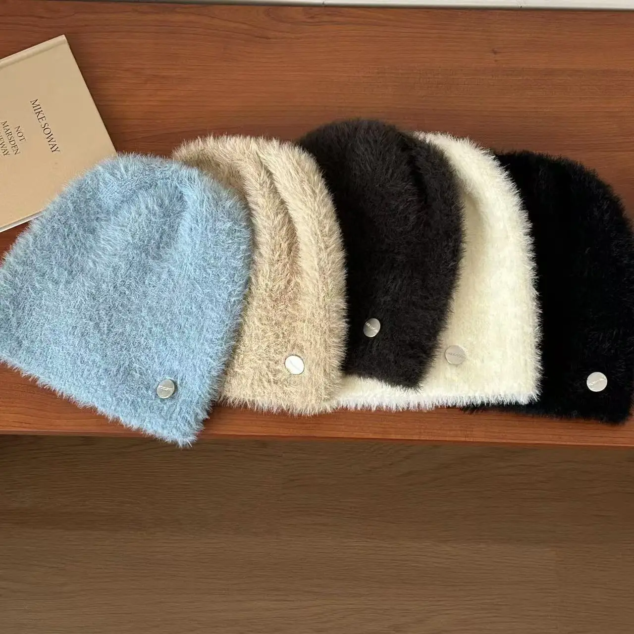 pure color designer fleece beanie hats with custom logo high quality winter hats beanie girls fur knitted beanie caps for women