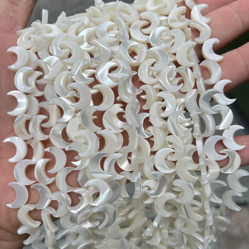 Wholesale 10x12mm Natural Moon Shape White Mother Of Pearl Shell Beads For Jewelry Making Shell Necklace