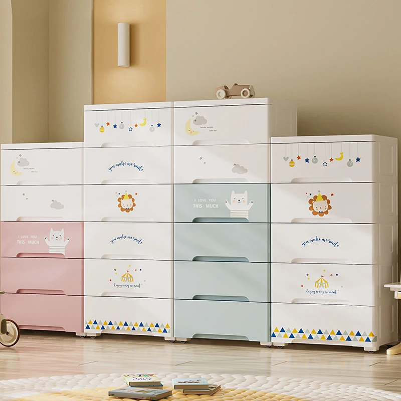Space saving multilayer baby wardrobe plastic storage drawers white storage cabinet chest of drawers for living room household
