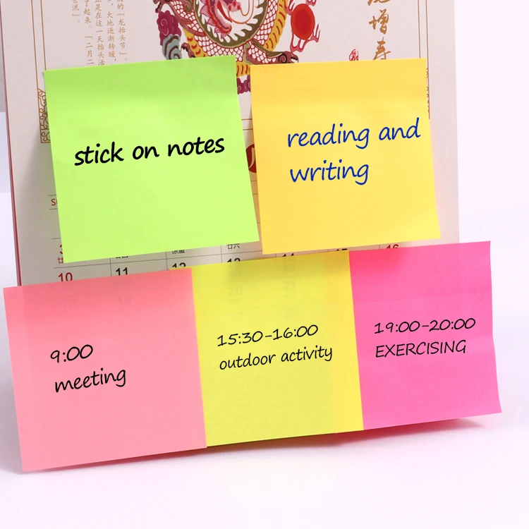 Foska High Quality Multi Colors Assorted Eco Friendly Portable Strong Adhesive Memo Pad Cube Sticky Notes Paper for School