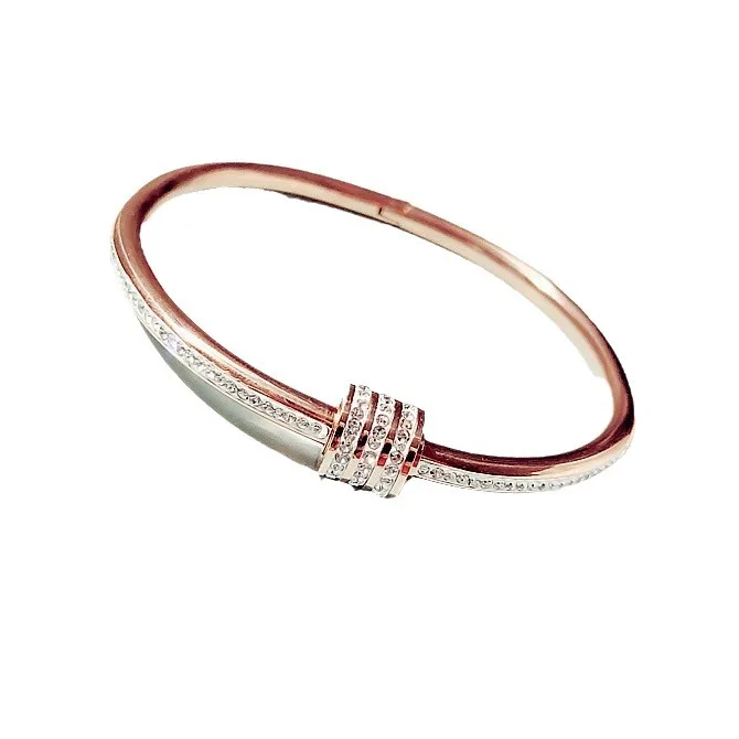 Full Diamond Circle Titanium Steel Bracelet for Women Simple Exaggerated Creative Hand Jewelry