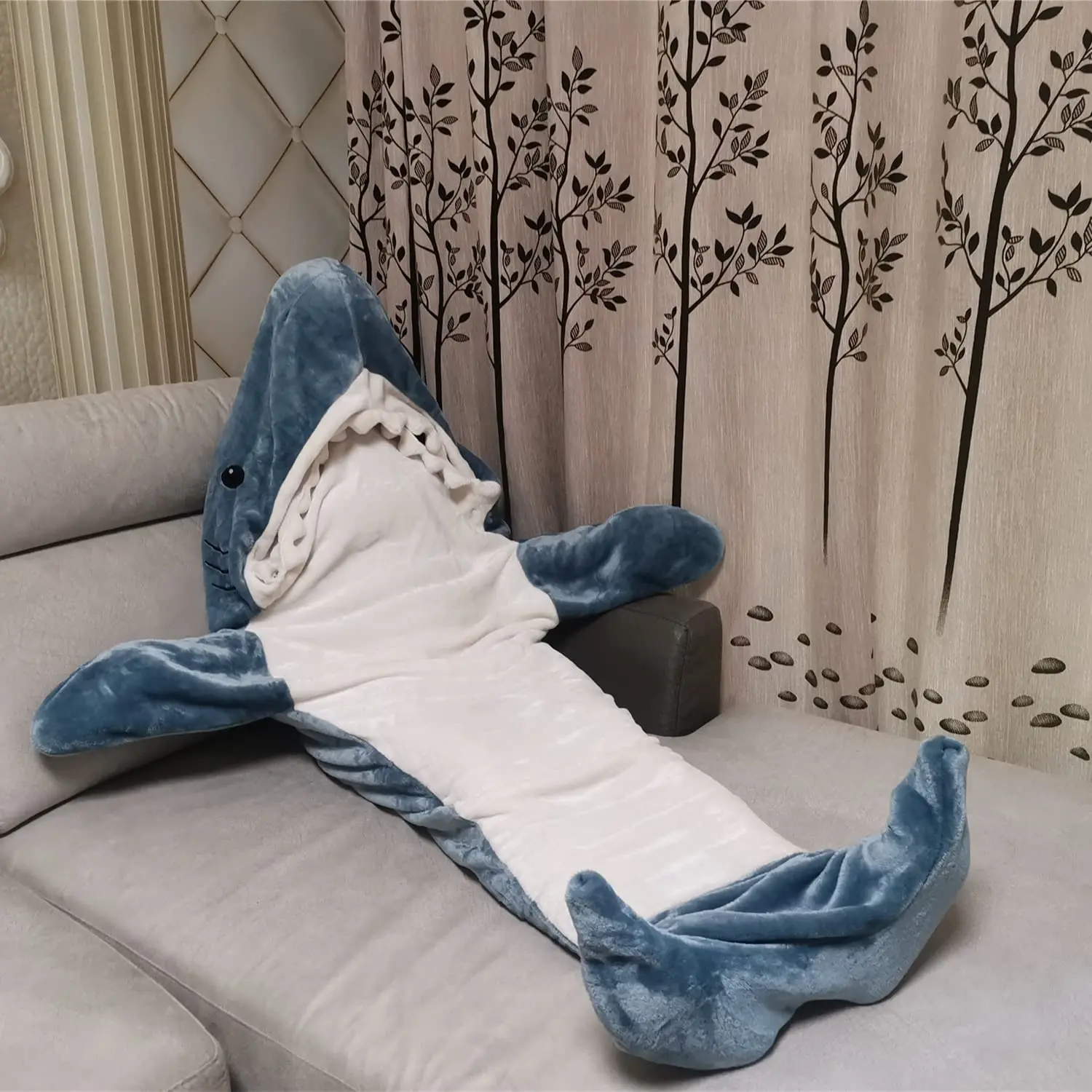 Shark Blanket Super Soft Cozy Flannel Hoodie Shark Sleeping Bag Shark Tail Wearable Fleece Throw Blanket Adult Kids