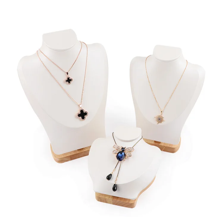 Jewelry portrait neck necklace display rack counter model neck pendant rack high-grade wood base jewelry rack