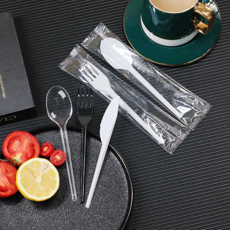 16 inch Plastic Cutlery Assorted Set Clear Durable and Sturdy forks Knives And Spoons  Plastic ware Bulk for Party Utensils