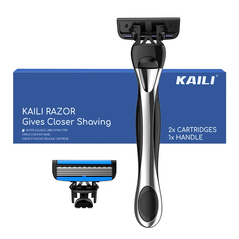 5 blades men shaving razor metal handle replaceable razor for men shaving