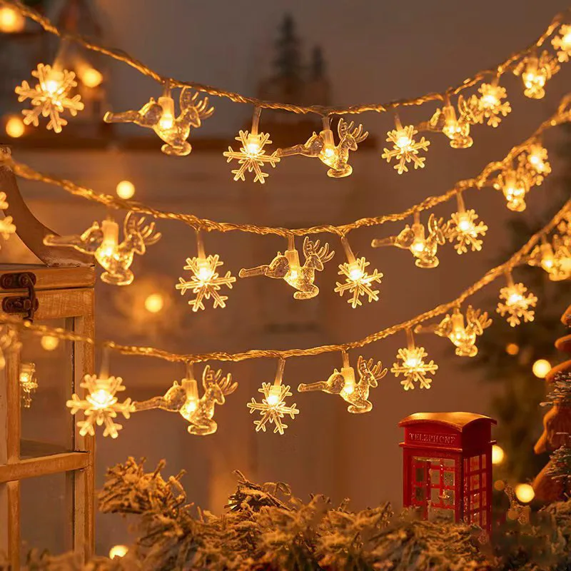 Christmas decoration fairy lights Snowflake Elk Christmas tree Lamp Battery christmas deer with lights