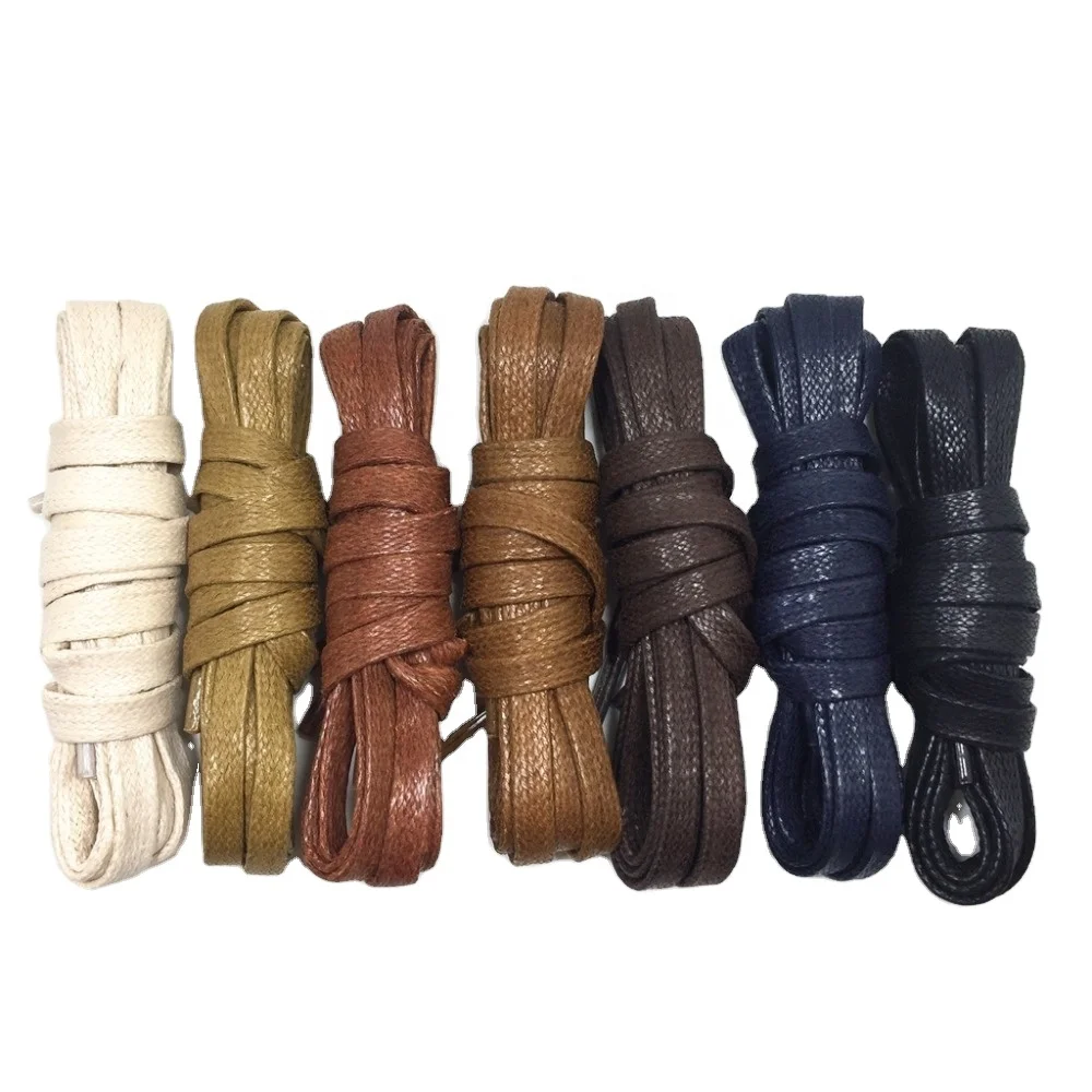 Wholesale Cotton Flat Waxed Shoelaces for Leather Shoes