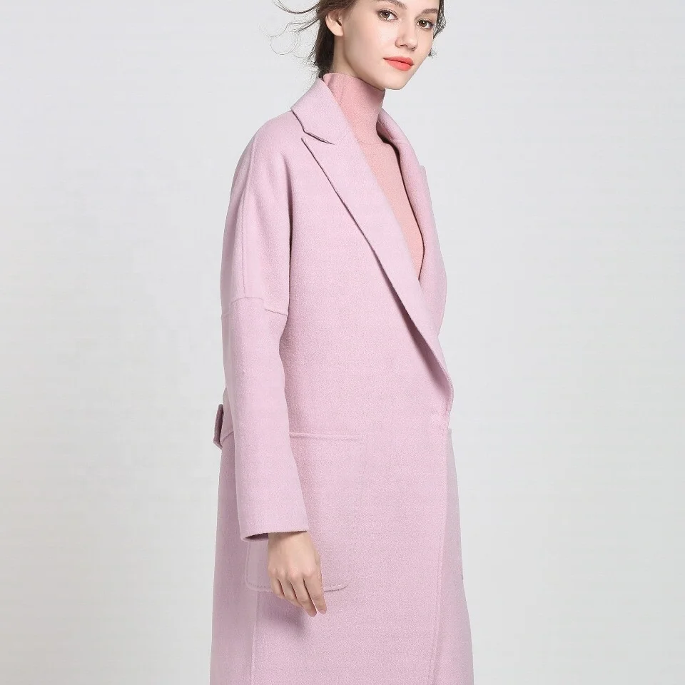 Ladies Thick Overcoat Fashion Trench Loose Lapel Cashmere Lamb Wool Long Coat Woman Winter