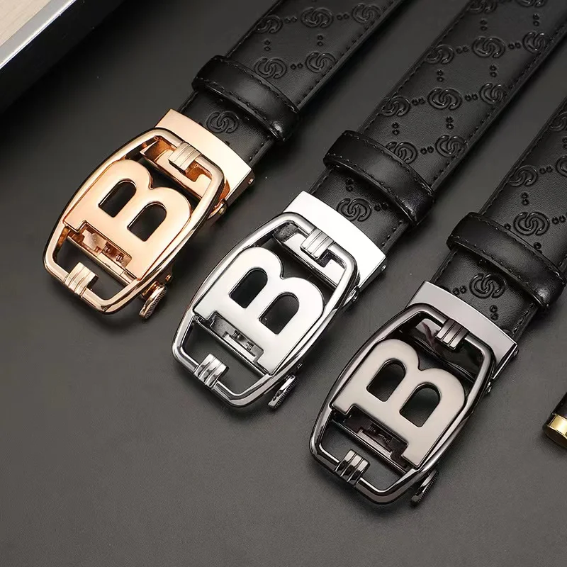 New Real Cowhide Automatic Buckle Belt Fashion Trend Business Leisure Durable for Men