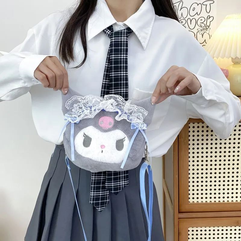 wholesale kawaii women handbags girls portable canvas cute shoulder bag fashion kids jk kitty kuromi plush cartoon bags