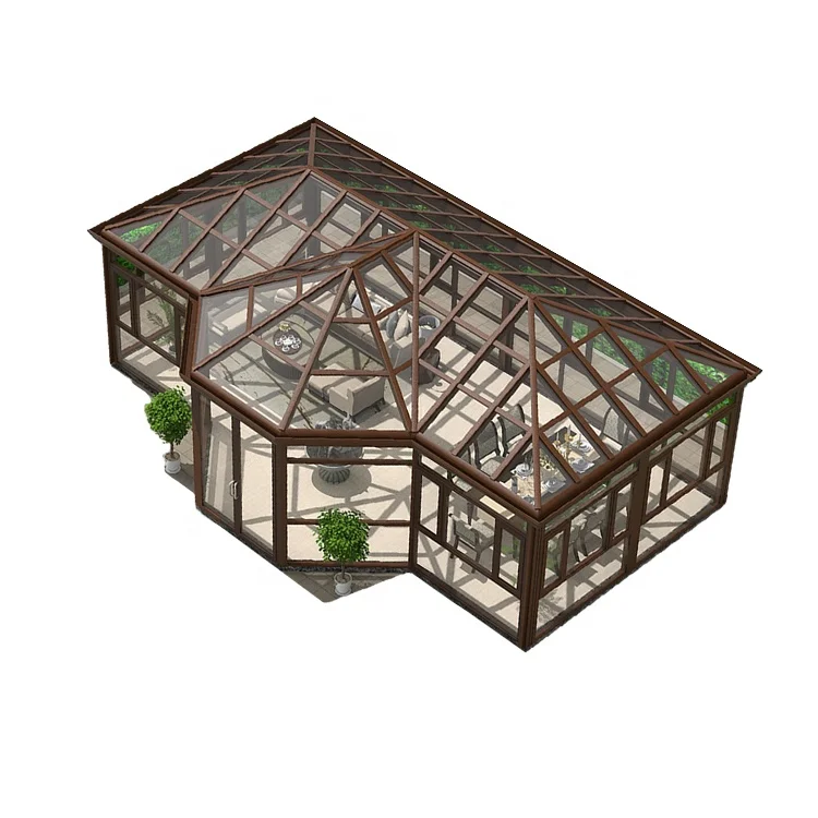 Outdoor free standing solarium best aluminum alloy sunrooms glasshouse all seasons winter garden conservatory for sale